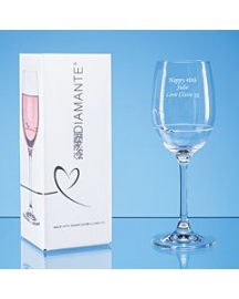 Crystal and Heart Wine Glass