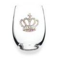 Jewelled Stemless Wine Glass - Crown