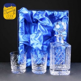 Cut Crystal Whisky Decanter & Glasses Set 